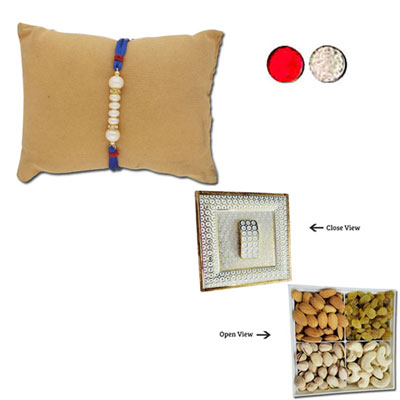 "Glorious Pearl Rakhi - JPJUN-23-049(Single Rakhi), Vivana Dry Fruit Box - Code DFB5000 - Click here to View more details about this Product